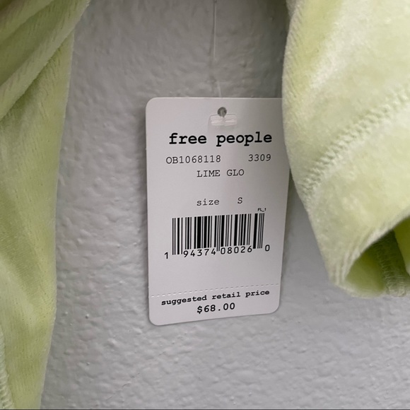NWT Free People We the Free oversized crop velvet tee neon lime size small - Picture 4 of 9